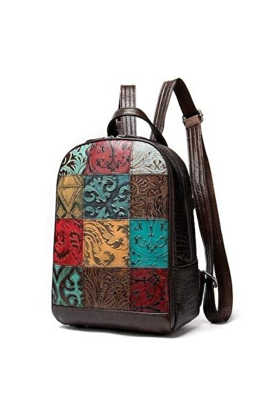 Lucmark Women's Leather Backpack, Multicolor, 25.5 x 23 x 11 cm