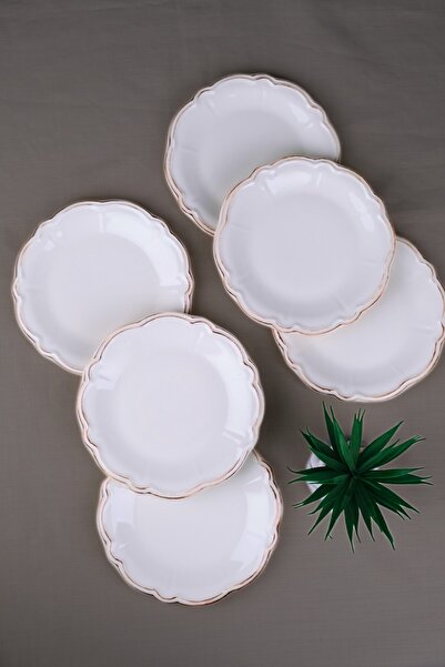 tabakevi Tabak Evi Porcelain Antique Stoneware Cake Plate 20.50cm 6 Person 6 Pieces