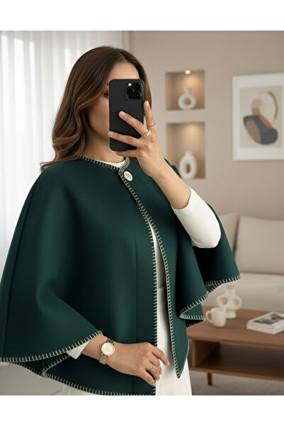 MissRunin Çoban Dikişli Cepli Kaşe Panço