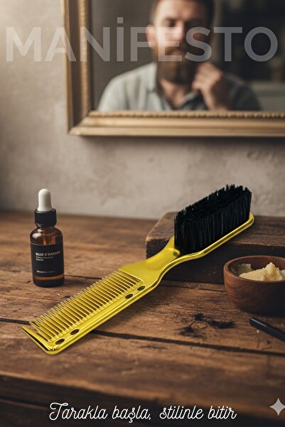 Transformacion Gold Sakal Bıyık Tarama Fırçası Çift Taraflı Sakal Tarak ve Fı...