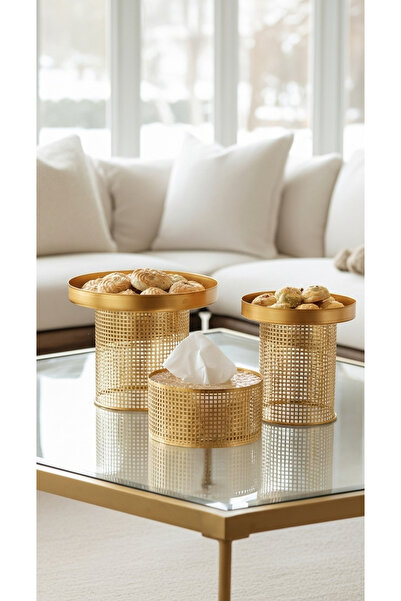 Generic Cake and dessert stand set with serving trays and tissue holder