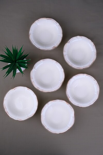 tabakevi Tabak Evi Porcelain Antique Stoneware Soup Bowl 15.50cm 6 Persons 6 Pieces