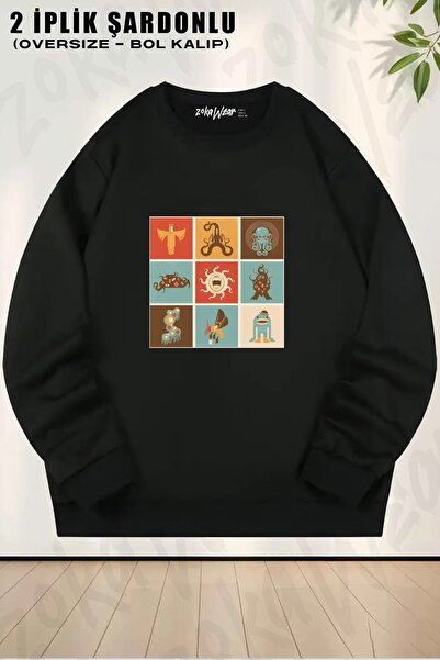 ZOKAWEAR Φούτερ Unisex The Lovecraftian Squares με τύπωμα oversized με λαιμόκοψη