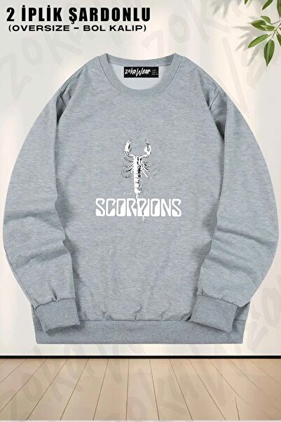 ZOKAWEAR Scorpions unisex 2 cu imprimeu supradimensionat guler rotund Swea tr...
