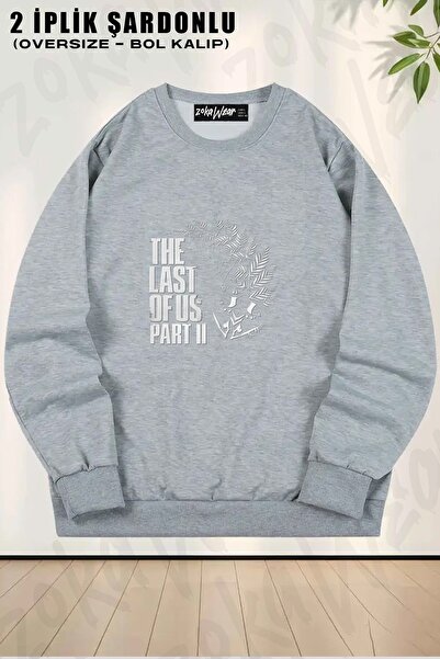 ZOKAWEAR Unisex Tlou Part 2 Ellie Tattoo Printed Oversized Crew Neck Sweatshirt