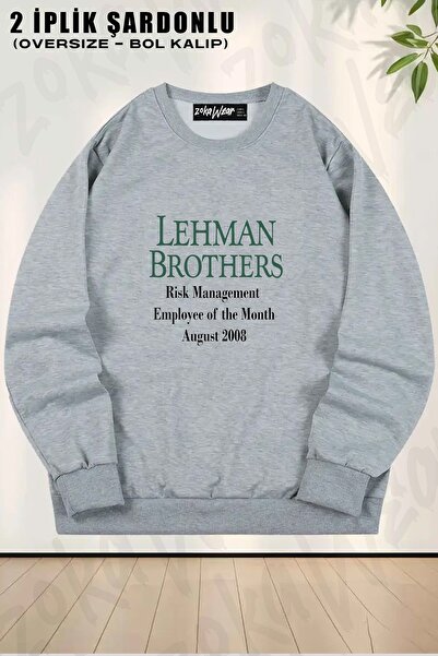 ZOKAWEAR Φούτερ Unisex Lehman Brothers, Employee με τύπωμα oversized με λαιμόκοψη
