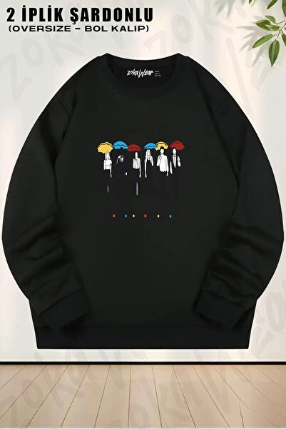 ZOKAWEAR Unisex Friends cu imprimeu supradimensionat guler rotund Swea tricou