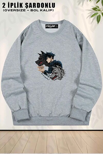 ZOKAWEAR Sweatshirt unisex Jujutsu Kaisen Megumi Fushiguro cu imprimeu oversi...