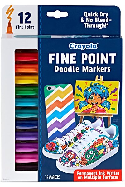 Crayola Fine Line Markers for Art, Gifts for Teens, 12 Pieces, Plastic, Chisel Tip, Multicolor