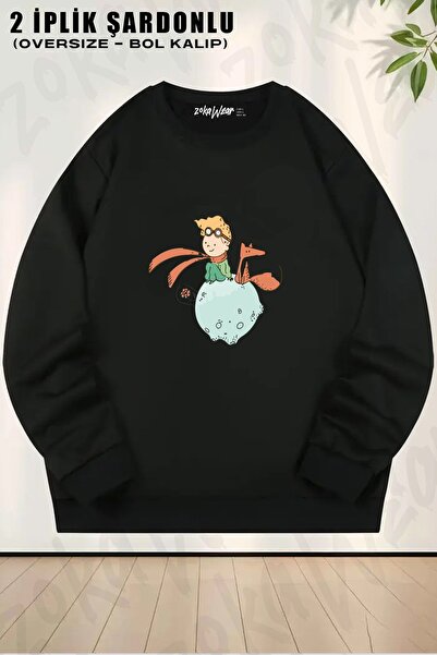 ZOKAWEAR Cartea Micul Prinț unisex personaj cu imprimeu supradimensionat gule...