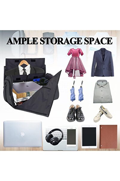 Generic Carry-On Convertible Garment Duffle Bag – 2-in-1 Hanging Suit Travel Bag (Black)