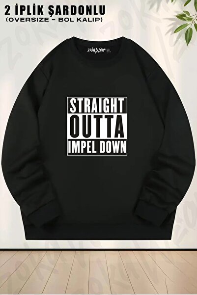 ZOKAWEAR Unisex One Piece Straight Outta cu imprimeu supradimensionat guler r...