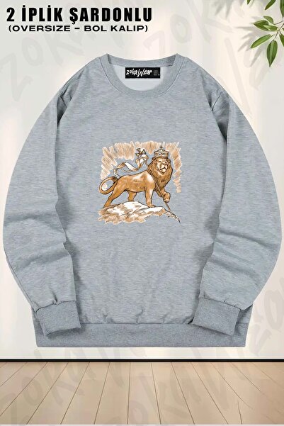ZOKAWEAR Φούτερ Unisex Aslan με τύπωμα oversized με λαιμόκοψη