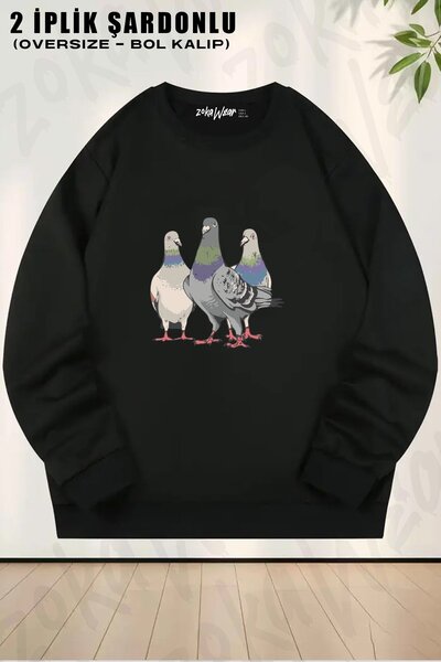 ZOKAWEAR Păsări unisex, Călărie de porumbei, cu imprimeu supradimensionat gul...