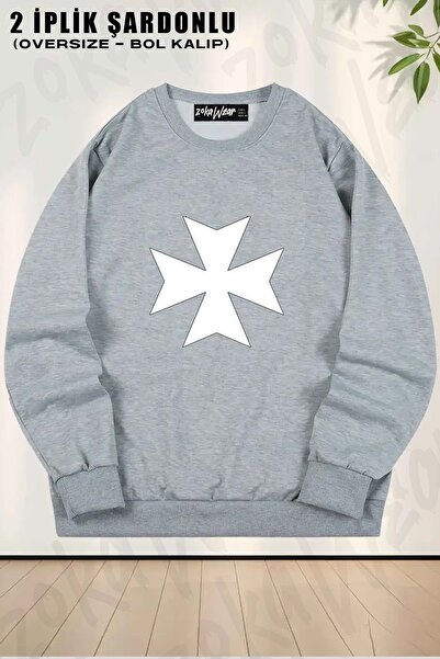 ZOKAWEAR Φούτερ Unisex Black Templars με τύπωμα oversized με λαιμόκοψη