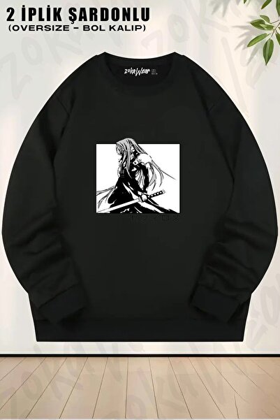 ZOKAWEAR Unisex Sephiroth Ffvii cu imprimeu supradimensionat guler rotund Swe...