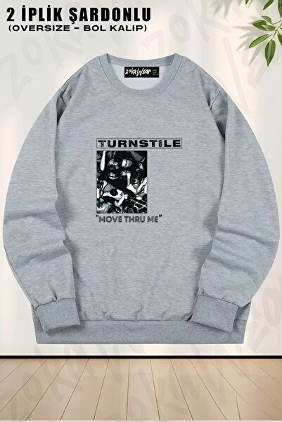 ZOKAWEAR سويت شيرت يونيسكس تيرنتايل مطبوع قصة فضفاضة برقبة دائرية