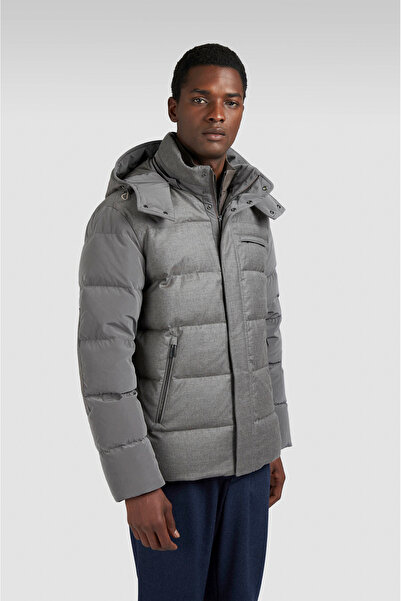 PAUL&SHARK Men's Detachable Hood Long Sleeve Channel Quilted Zipper Closure Gray Jacket 15312451-090