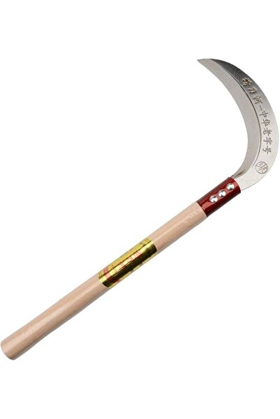 genernic منجل عشب فولاذي من KEYI - شفرة من فولاذ المنغنيز، ومقبض من الخشب الصلب