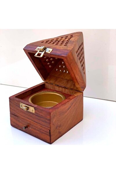 BEAUTY ROSE Large Wooden Pyramid Incense Burner