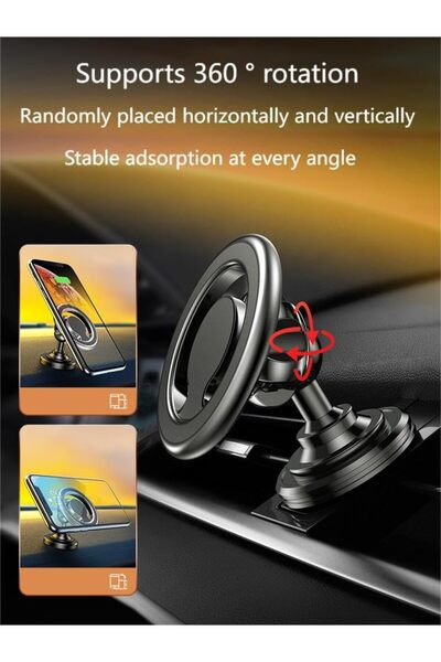Generic Car phone holder - New magnetic phone holder, rotatable, black