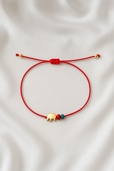Femenino Kırmızı-Yeşil Boncuklu Fil Figürlü Yeni Yıl Şans Bilekliği – Ayarlan...
