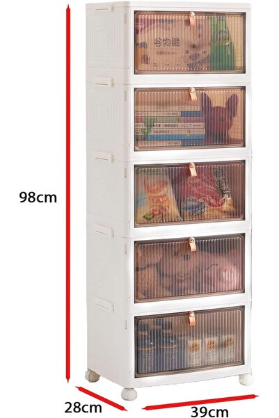 Gogoya 5-Tier Plastic Storage Boxes with Lids - Foldable, Stackable, Wheeled