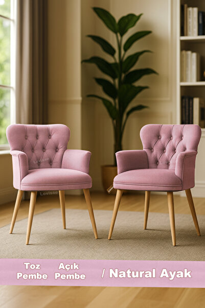 LOVİSSE HOME Toz Pembe - Diva Berjer Tekli Koltuk Salon / Balkon – Bekleme koltuğu, Çay seti