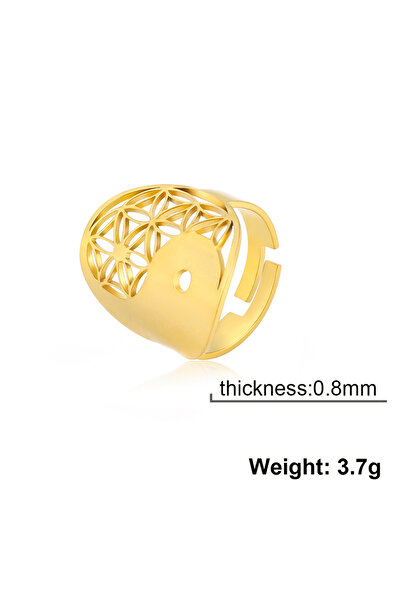 Choice خاتم ذهبي قابل للتغيير من Skyrim Yin Yang Flower Of Life للنساء مصنوع ...