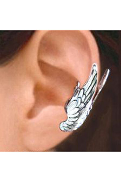 Choice أقراط مشبكية بتصميم جناح ملاك من هويتان E2930 للنساء، معدنية، لون فضي ...