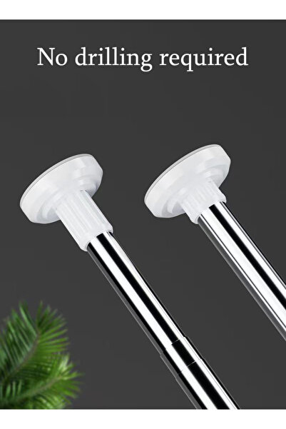 Generic Stainless Steel Tension Curtain Rod No Drill Extendable Shower Rod Closet Hanging Rod 70-120cm