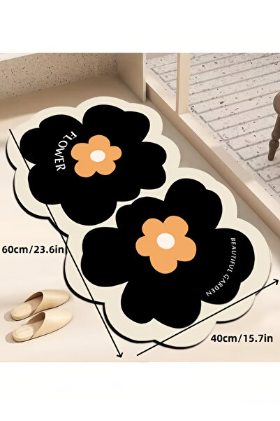 Generic 40*60cm Diatom Mud Bathroom Rug Mat Petal Shaped Bath Mat Carpet Extra Soft and Absorbent Bath Rug