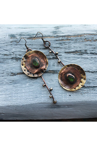 Choice أقراط متدلية غير متماثلة من المعدن البرونزي الملون WD1157-1 للنساء بأح...