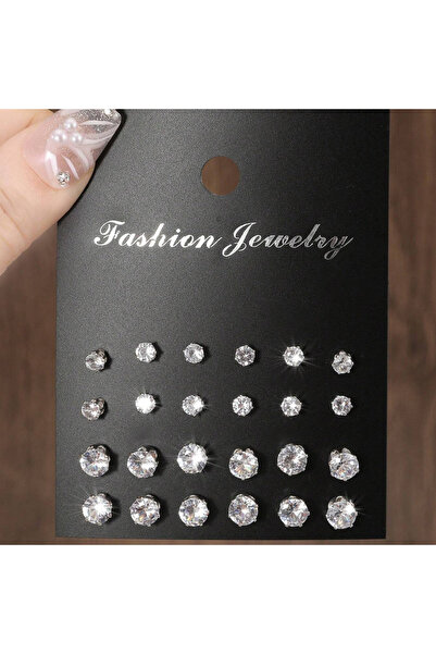Choice Silver 4-6mm 12 Pairs Of Luxurious, Simple, Shiny, And Caring Zirconia...