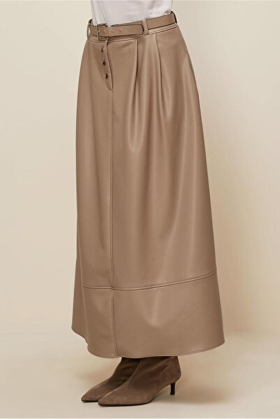 Alvina Belted Faux Leather Skirt 60716