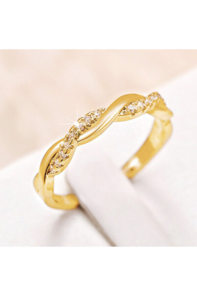 Choice 10 Q228 خاتم هويتان النسائي الفاخر بتصميم ملتوي مرصع بالزركونيا المكعب...