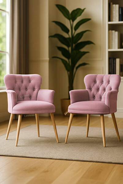 LOVİSSE HOME Toz Pembe - Diva Berjer Tekli Koltuk Salon / Balkon – Bekleme koltuğu, Çay seti