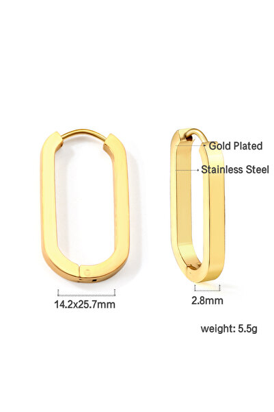 Choice 202G LUXUSTEEL Geometric Square Star Heart U Shape Hoop Earrings For Women Men Golden Sliver Color S