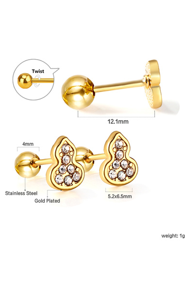 Choice Gourd 1pair Trending Ear Stud Love Heart Shape Butterfly Gold Color Stainless Steel Piercing Female