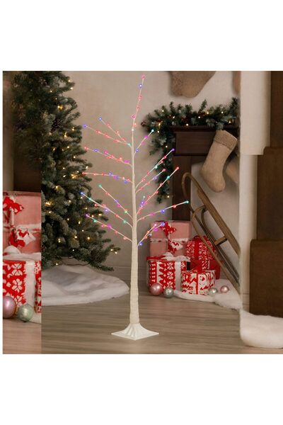 Issa Decorative Christmas Tree 160cm, Artificial Fir with Multicolor LED Lights on Plastic Stand