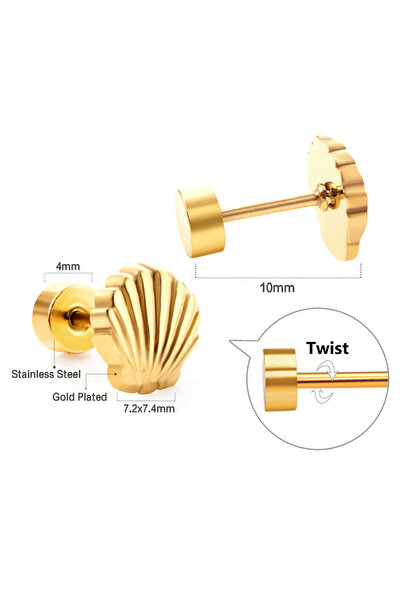 Choice Shell 2 1pair Trending Ear Stud Love Heart Shape Butterfly Gold Color Stainless Steel Piercing Femal