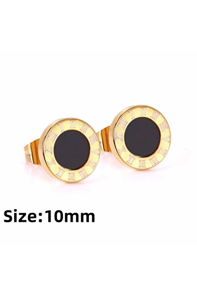 Choice 0600BG LUXUKISSKIDS Roman Numerals Men's Earrings Gothic Black Studs Steel Korean Fashion For Women