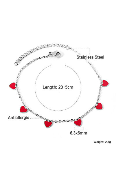 Choice 187ES LUXUKISSKIDS Fashion Red Black Heart Anklets For Woman/Girls Charms Leg Bracelet Stainless Ste