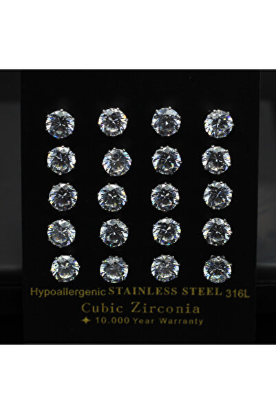 Choice 7MM LUXUKISSKIDS Luxury Clearly Round CZ Stud Earrings Sets Silver Color 10pairs Piercing Wholesale