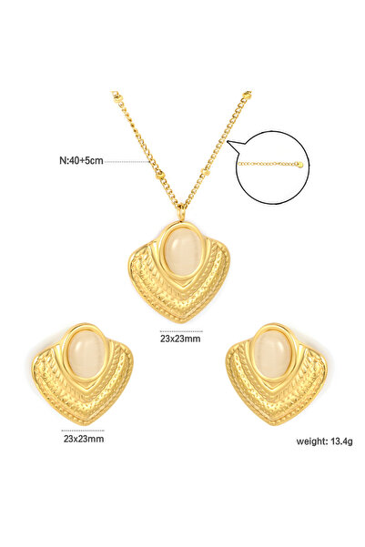 Choice SE26550AG Butterfly Cat's Eye Earrings Necklace 3-Piece Set of Fshion And Versatile Gift Vintage Sim