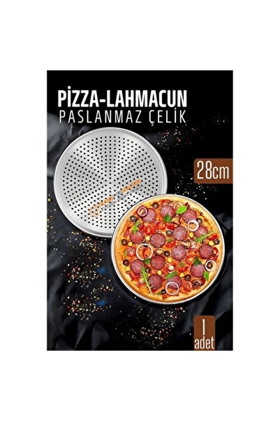 Belle Fusion Bfs Stainless Steel Pizza-Lahmacun Tray – Perfect Baking with Perforated Design 28 cm