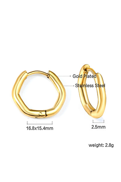 Choice 195G LUXUSTEEL Geometric Square Star Heart U Shape Hoop Earrings For Women Men Golden Sliver Color S