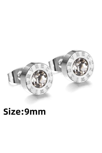 Choice 0839AS LUXUKISSKIDS Roman Numerals Men's Earrings Gothic Black Studs Steel Korean Fashion For Women
