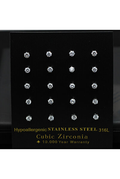 Choice 3MM LUXUKISSKIDS Luxury Clearly Round CZ Stud Earrings Sets Silver Color 10pairs Piercing Wholesale