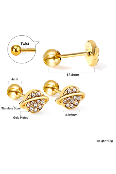 Choice Planet 1pair Trending Ear Stud Love Heart Shape Butterfly Gold Color Stainless Steel Piercing Female